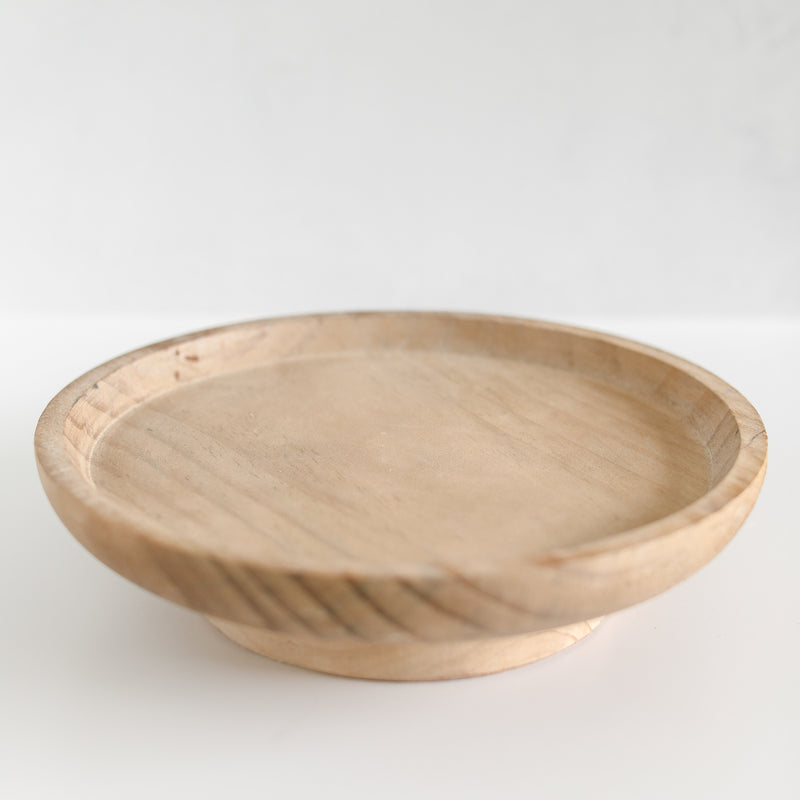 Round Wooden Rotating Pedestal Tray – Grow + Gather